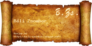 Béli Zsombor névjegykártya